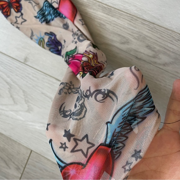 Delia*s Y2K Top butterfly tattoo long sleeve womens Black (large) kidcore punk - Picture 7 of 8